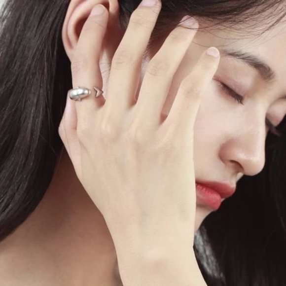 14k Gold Adorable Whale Silver Open Ring S925 - Picture 5 of 9